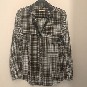 Black & White plaid 100% silk blouse